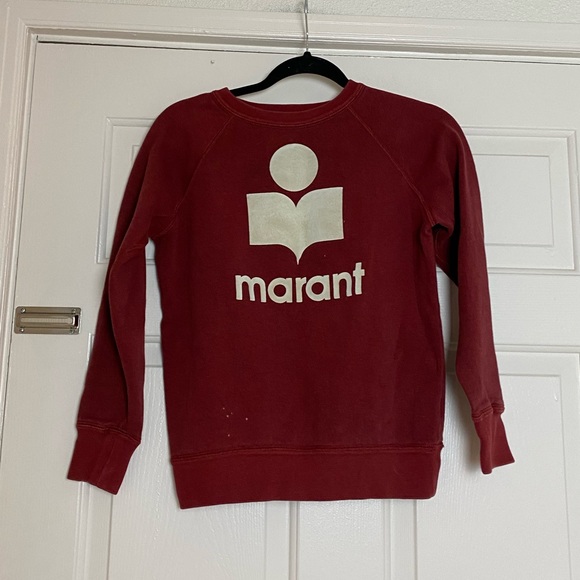 Isabel Marant Etoile Milly Logo Sweatshirt in Maroon Burgundy Red Size 34 - Picture 4 of 12